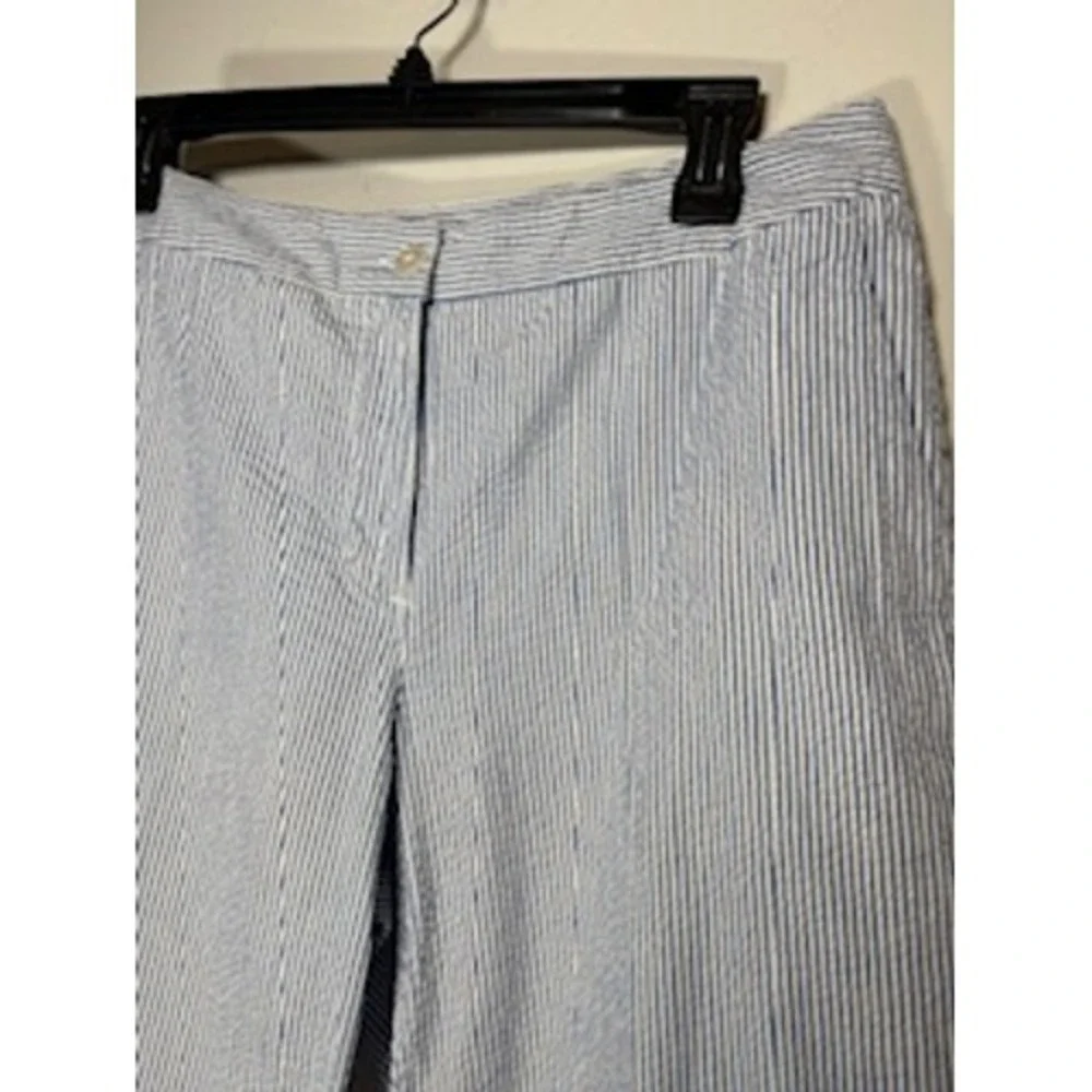 ST. AUMONT Seersucker Bermuda Golf Shorts‎ Size 8 Blue White Preppy Cotton